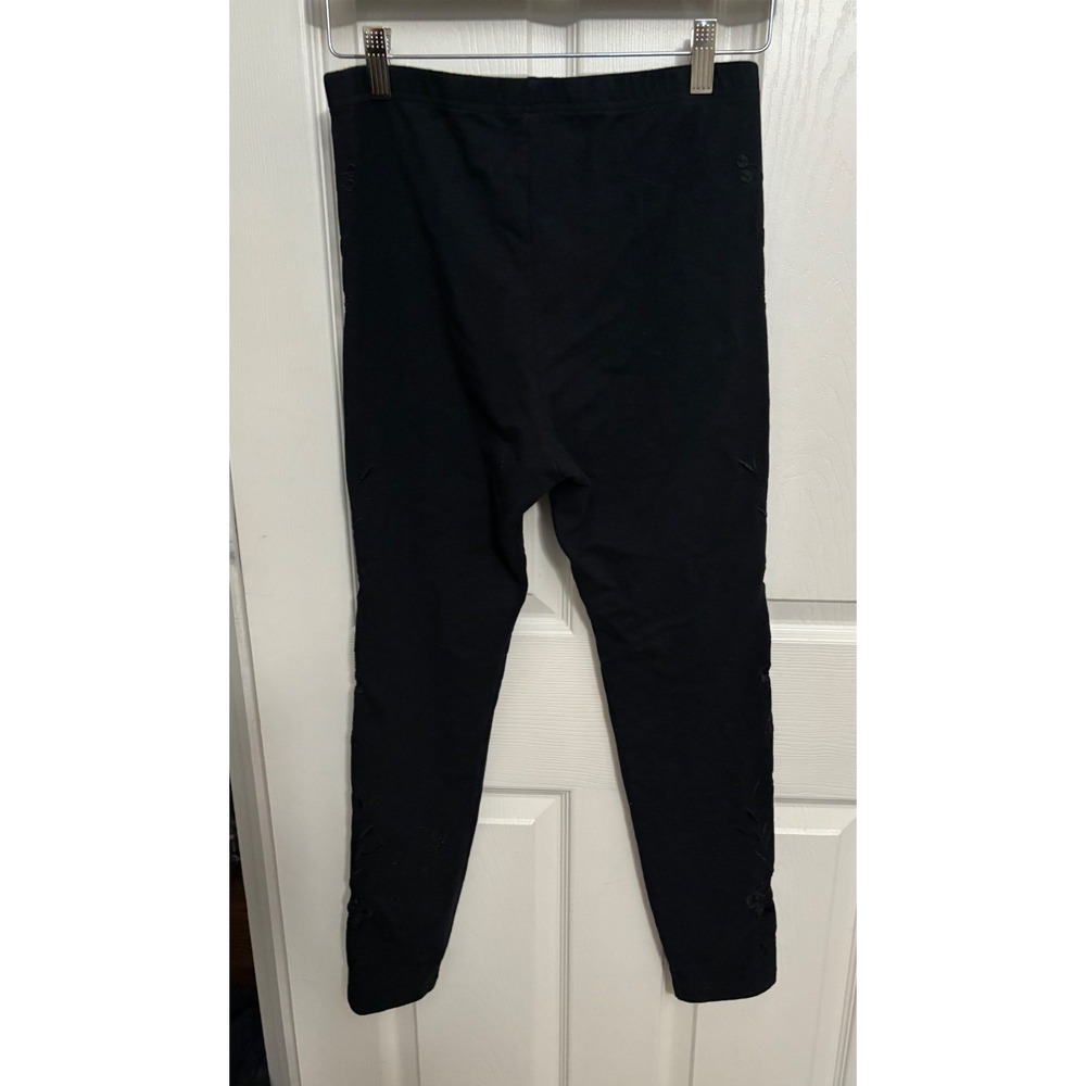 JW Los Angeles |‎ Black Floral Embroidered Leggings Pants Sz Medium